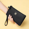 Nimense soft leather texture mobile phone bag ultra-thin internet celebrity long large capacity wallet zipper bag simple portable wallet clutch bag classic black upgraded material-anti-theft brush/anti-degaussing