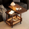 Yaji side table coffee table movable sofa side cabinet small apartment folding cart living room storage rack solid wood second-hand small table rotating folding coffee table shipped by SF Express for assembly