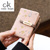 Casa-kupsCK New Fashion Small Fresh Printed Short Wallet Women's Large Capacity Hand Strap Coin Purse Student Wallet 2025 Pink
