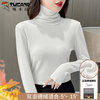 Woodpecker double-sided German velvet turtleneck warm thickened bottoming shirt for women autumn and winter new style versatile pile collar long-sleeved top black high quality 4XL recommended 155-170 pounds