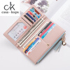 Casa-kupsCK wallet women's long 2025 new fashion wallet card bag all-in-one bag cross pattern tassel zipper coin purse black