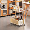 Trojan movable multi-layer dining cabinet kitchen storage rack storage dining table side cabinet wall home wine cabinet tea cabinet 360 universal roller milk white - second floor 50