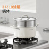 Joyoung steamer soup pot 316L stainless steel food grade thickened household cooking pot for cooking noodles, porridge and stew pot for induction cooker universal three-layer thickened pot body + steaming grid 22cm