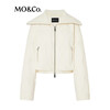 MO&Co. Autumn 90% duck down large lapel double zipper short down jacket