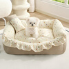 Jin Riman Princess Sofa Cat Dog House Pet Sleeping Warm Mattress All-in-One for Play and Sleep Removable and Washable Cute Princess Bed Dog House 52*37cm