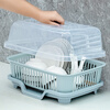 GUIG bowl and chopsticks storage box with dish rack for kitchen household multi-functional drain rack with lid drain artifact blue drain dish rack + drainage tray 39.1*29.1*23.5.