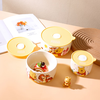 Disney high-looking light luxury ceramic fresh-keeping bowl lunch box high-looking cartoon exquisite girls and children home rice bowl light luxury Pooh fresh-keeping bowl small size