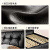 KUKA Italian style light luxury floor-standing first-layer cowhide bed, starry night black, edge feathers 1.8*2.0M