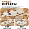 Senlushi slate solid wood dining table and chairs complete set Home living room small apartment with induction cooker square and round dining table Matte pure white slate-log color frame-Lingzhi chair 1.35m One table and six chairs