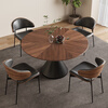 Mu Cen simple mid-century style round solid wood dining table small apartment modern minimalist parquet round table negotiation home dining table walnut color one table and four chairs with dining set 120cm