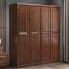 Futaba Furniture light luxury Okoume walnut solid wood wardrobe simple modern Chinese four-door wardrobe bedroom storage