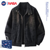 WHIM NASA American Men's Pilot Jacket Jacket Men's Winter 2025 Autumn Trendy Casual Clothes Men's Winter Velvet Leather Jacket Gray Velvet Thickened XL (Recommended 140-160 catties)