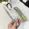 Ye Yu stainless steel spoon, chopsticks, fork and cutlery set three-piece portable cutlery box for office workers and students. Card slot design - fixed and non-shaking - two sets of spoons and chopsticks. Hongshangxi Home Portable cutlery box - Panda Link
