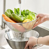 Carole 304 stainless steel drain basket two-piece set home kitchen leaky basin for washing vegetables, fine hole drain basket leaking water, rice filtering, limited time event, 25cm basin + 25cm drain basket, extra large version