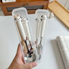 Cute puppy stainless steel chopsticks fork spoon set student portable eating spoon tableware for home use spoon + wooden chopsticks (transparent box)