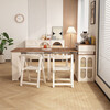 Isabelle dining table, household retractable sideboard, integrated small-sized island storage cabinet, storage cabinet, solid wood foldable dining table, one table and four chairs, removable storage cabinet shelf, latch-fixed table board