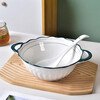 Double-ear 10-inch green double-line special-shaped double-ear bowl household ceramic tableware double-ear soup bowl fruit bowl 2 10-inch green double-ear bowls