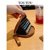 Toutou new bread kraft card bag with multiple card slots, large capacity, cute women's style, in stock, chocolate brown - birthday gift