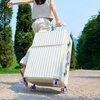 Iman's suitcase trolley case can be carried on the plane, aluminum frame boarding case, women's high-looking suitcase, front opening large capacity box, milk white (skating wheel + multi-function) 24 inches (80% choice, 5-7 days travel)