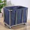 Stainless steel hotel room linen cart bag hotel thickened silent linen cart multi-functional cleaning room entrance cart white single armrest rectangular 10-tube cart