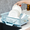 GUIG bowl and chopsticks storage box with dish rack for kitchen household multi-functional drain rack with lid drain artifact blue drain dish rack + drainage tray 39.1*29.1*23.5.