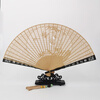 Intangible cultural heritage gift fan Suzhou specialty sandalwood fan Chinese style sandalwood fan folding fan craft fan craft fan gift box 7-inch red sandalwood Burmese incense - Bamboo Crane Picture