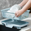 GUIG bowl and chopsticks storage box with dish rack for kitchen household multi-functional drain rack with lid drain artifact blue drain dish rack + drainage tray 39.1*29.1*23.5.