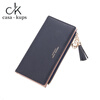 Casa-kupsCK wallet women's long 2025 new fashion wallet card bag all-in-one bag cross pattern tassel zipper coin purse black