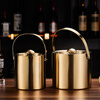 Ye Yu handle stainless steel 3L ice bucket double-layer insulated ice bucket lunch box bar beer bucket with portable straight double-line steel