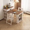 Isabelle dining table, household retractable sideboard, integrated small-sized island storage cabinet, storage cabinet, solid wood foldable dining table, one table and four chairs, removable storage cabinet shelf, latch-fixed table board