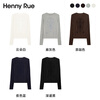 Henny Rue bottoming shirt for women with lyocell print trendy letters autumn long-sleeved top slim fit round neck pullover for women Cloud White M
