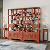 Vientiane cypress solid wood Duobao Pavilion ancient rack Chinese tea storage rack elm partition ornaments office tea room storage display cabinet two doors and one bucket ancient rack single (left) rosewood colored ancient rack solid wood