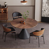 Mu Cen simple mid-century style round solid wood dining table small apartment modern minimalist parquet round table negotiation home dining table walnut color one table and four chairs with dining set 120cm