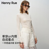 Henny Rue bottoming shirt for women with lyocell print trendy letters autumn long-sleeved top slim fit round neck pullover for women Cloud White M