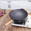 Old-fashioned thickened cast iron wok, uncoated, healthy and durable, traditional craft wood-fired gas concave induction cooker, universal 32CM household wok