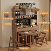 Winter wood solid wood sideboard dining table integrated wall storage cabinet wine cabinet modern simple storage cabinet kitchen with dining table cabinet solid wood 1.2M sideboard + 1.4M dining table + 4 chairs - walnut color with power track