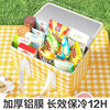 Portable folding insulated box, outdoor picnic ice bag, refrigerator, take-out special, car cooling bag insulated box, yellow and white grid