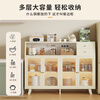 Sizhuge Kitchen Shelf Nordic Sideboard Microwave Oven Home Living Room Cabinet Home Solid Wood Multi-Function Storage Cabinet Wine Cabinet Single Door with Drawout - Milk White