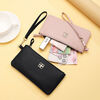 Nimense soft leather texture mobile phone bag ultra-thin internet celebrity long large capacity wallet zipper bag simple portable wallet clutch bag classic black upgraded material-anti-theft brush/anti-degaussing