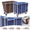Hotel linen cart, room service cart, stainless steel trolley, laundry room, hotel cleaning cart, storage cart, eight-tube disassembly rectangle_blue cloth bag_enhanced version