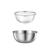 Carole 304 stainless steel drain basket two-piece set home kitchen leaky basin for washing vegetables, fine hole drain basket leaking water, rice filtering, limited time event, 25cm basin + 25cm drain basket, extra large version