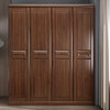 Futaba Furniture light luxury Okoume walnut solid wood wardrobe simple modern Chinese four-door wardrobe bedroom storage