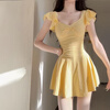 Modal cream yellow dopamine swimsuit women's summer one-piece skirt style 25 new girls cute belly-covering slimming conservative swimsuit