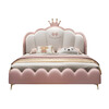 Solid wood bed children's bed girl's bedroom princess bed light luxury leather bed small apartment pink crown double bed quality/children's bed color remarks/delivery to home 1500mm*2000mm frame structure