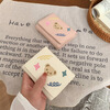 Chajin small fresh wallet women's short 2025 new student cute bear star embroidery multi-card slot card holder coin clip bear star embroidery off-white