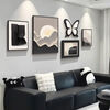 Yichao living room decorative painting modern simple light luxury high-end sofa background wall hanging painting 2026 new black and white gray mural Butterfly is Coming small set wall occupying (recommended about 2.5 meters for sofa) crystal porcelain painting/easy to take care of