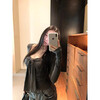 Red lace bow long-sleeved T-shirt for women in early autumn pure lust style bottoming shirt with slim square collar top XXC gray high quality S 70-90 catties
