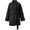 Tricolor Sheep Wool 2025 Winter New Stand Collar Double-sided Wool Coat Mid-Length Loose Coat M Dark Gray M 160/84A