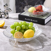 Baijie glass transparent ice pattern fruit plate for home living room light luxury candy nut snacks dried fruit storage tray large size