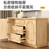 Zhou's Muyu solid wood TV cabinet modern minimalist home small apartment living room TV cabinet high cabinet drawer storage storage cabinet walnut color-160*40*70 4 doors + 3 drawers